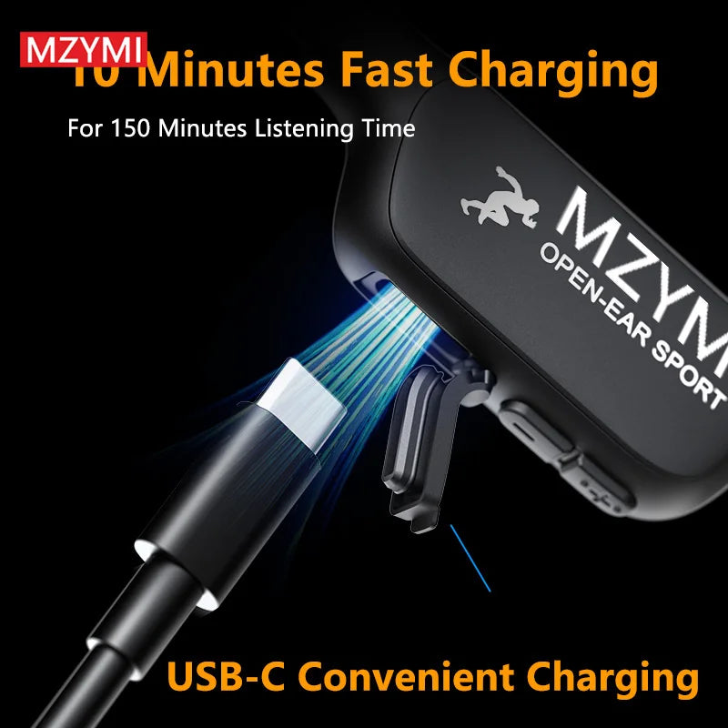 MZYMI Neckband Bluetooth 5.4 Headphones A28 TWS Wireless Earphones Bone Conduction Sports Waterproof Headset ENC Noise Reduction