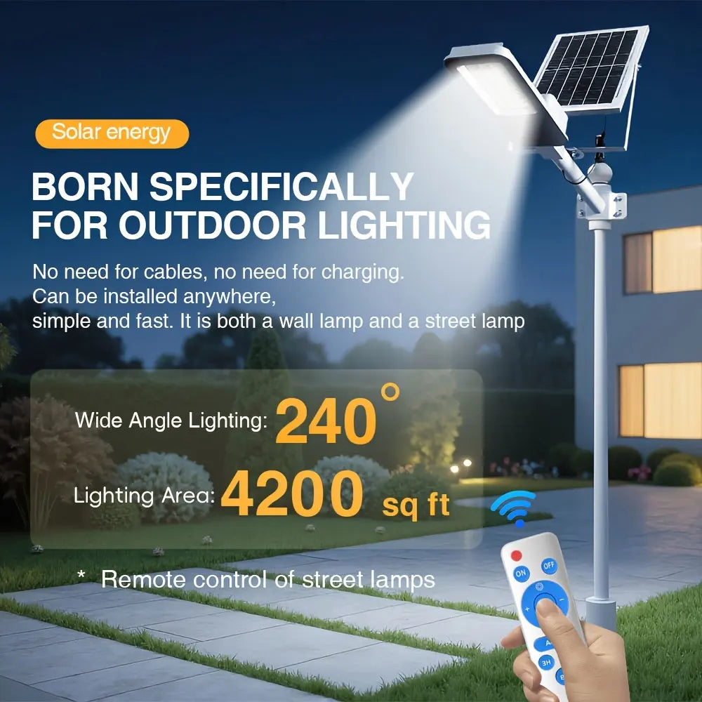 4 sets of outdoor waterproof solar lamps, 6000mAh solar street lamps, suitable for outdoor lighting from dusk to dawn