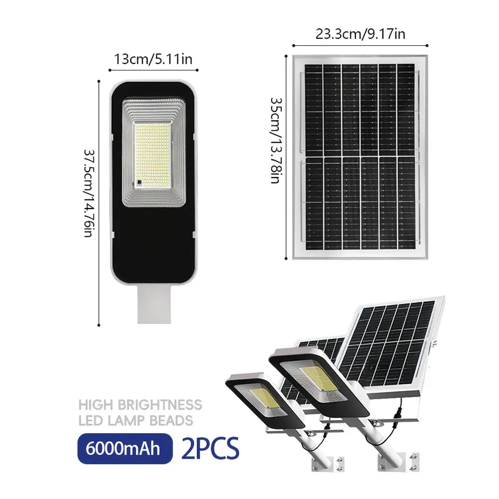 4 sets of outdoor waterproof solar lamps, 6000mAh solar street lamps, suitable for outdoor lighting from dusk to dawn