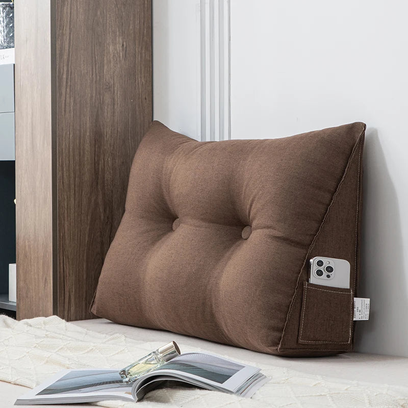 Wedge Pillow Small Triangular Headboard Bed Reading Backrest Back Support Long Pillow with Removable Cover for Dorm Room