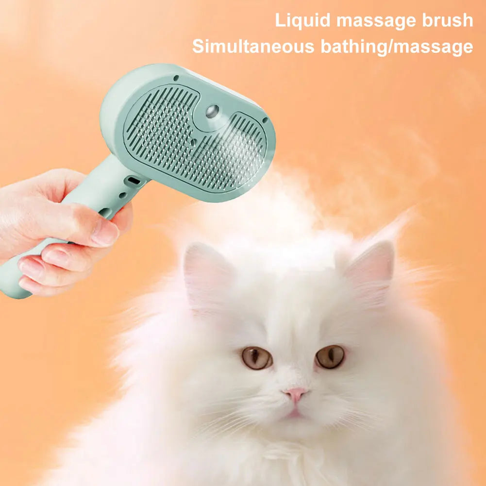 3 in 1 Cat Steam Brush Cat Grooming Brush with Release Button Cat Brush Pet Hair Cleaning Brush Comb for Cats Dogs Small Animals