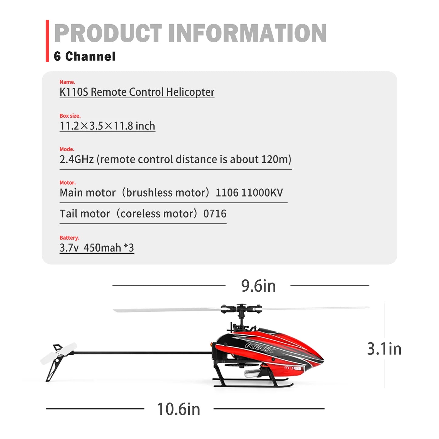 WLtoys K110S RC Helicopters for Adults,3D/6G Mode, 6 Channel Mini Remote control Helicopter,Brushless Motor,  with 3 Batteries