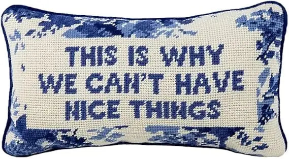 Decorative Needlepoint Throw Pillow - 8 x 14 Inches - Embroidered Accent Pillow for Furniture