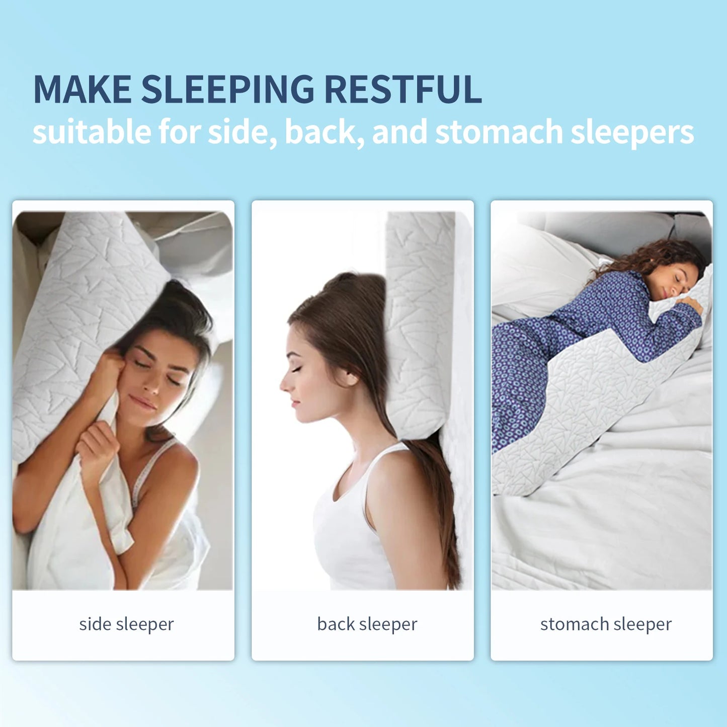 Memory Foam Body Pillow -Fluffy Body Pillows for Adults -Large Long Bed Pillows for Sleeping - 20x54 inch, White
