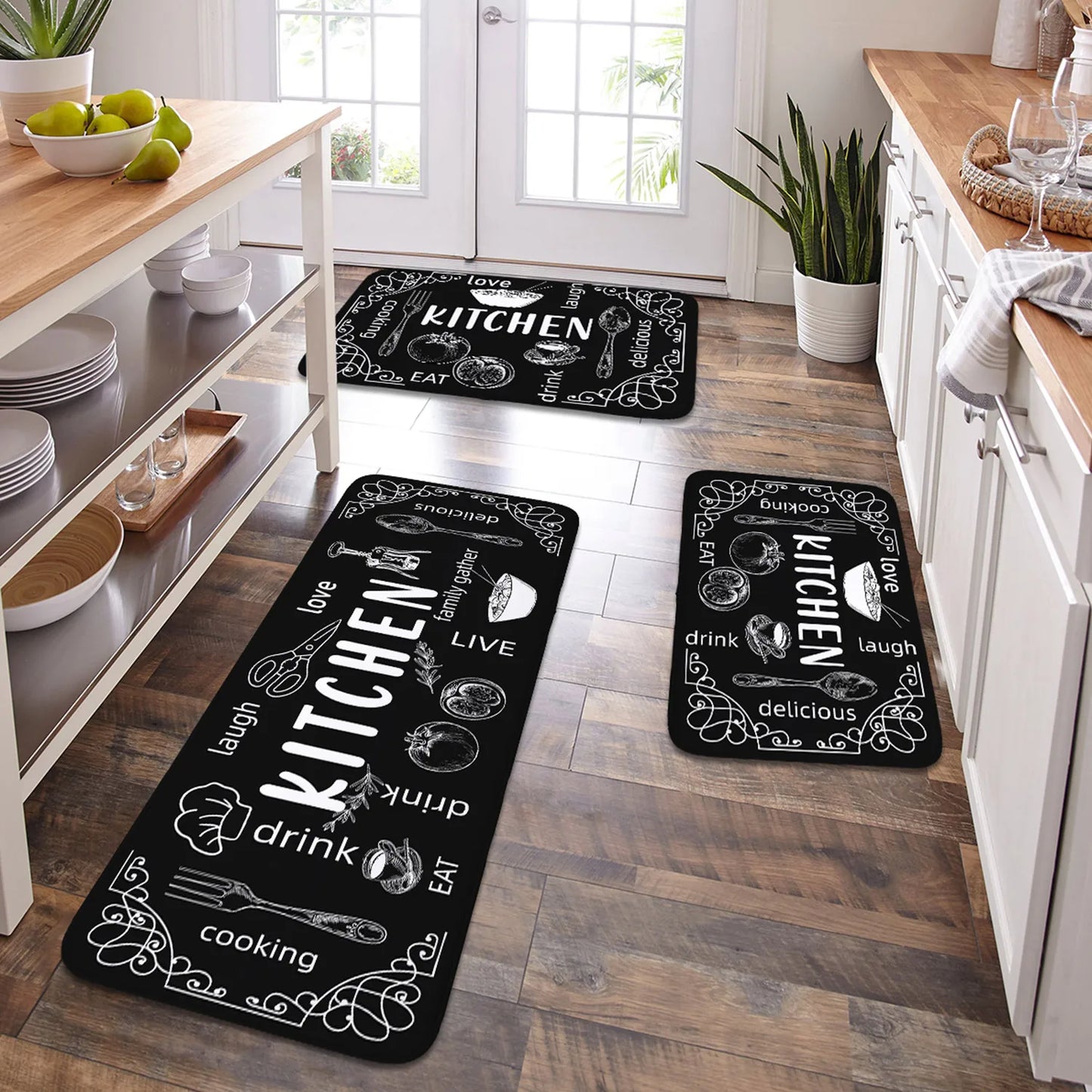 VIKAMA Washable kitchen absorbent floor mat Comfortable sponge kitchen carpet main bathroom mat Non-slip waterproof door mat Kit