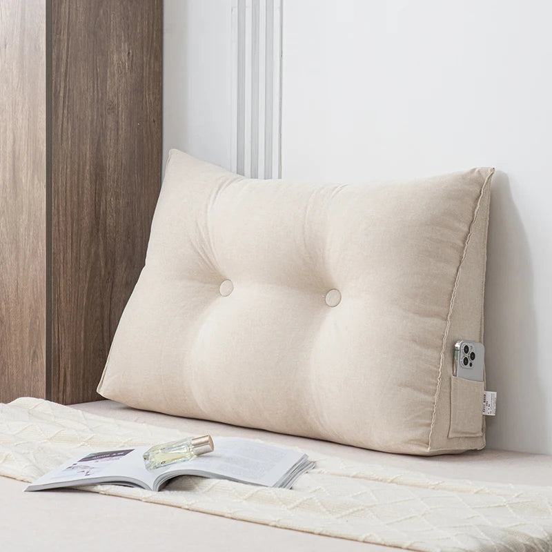 Wedge Pillow Small Triangular Headboard Bed Reading Backrest Back Support Long Pillow with Removable Cover for Dorm Room