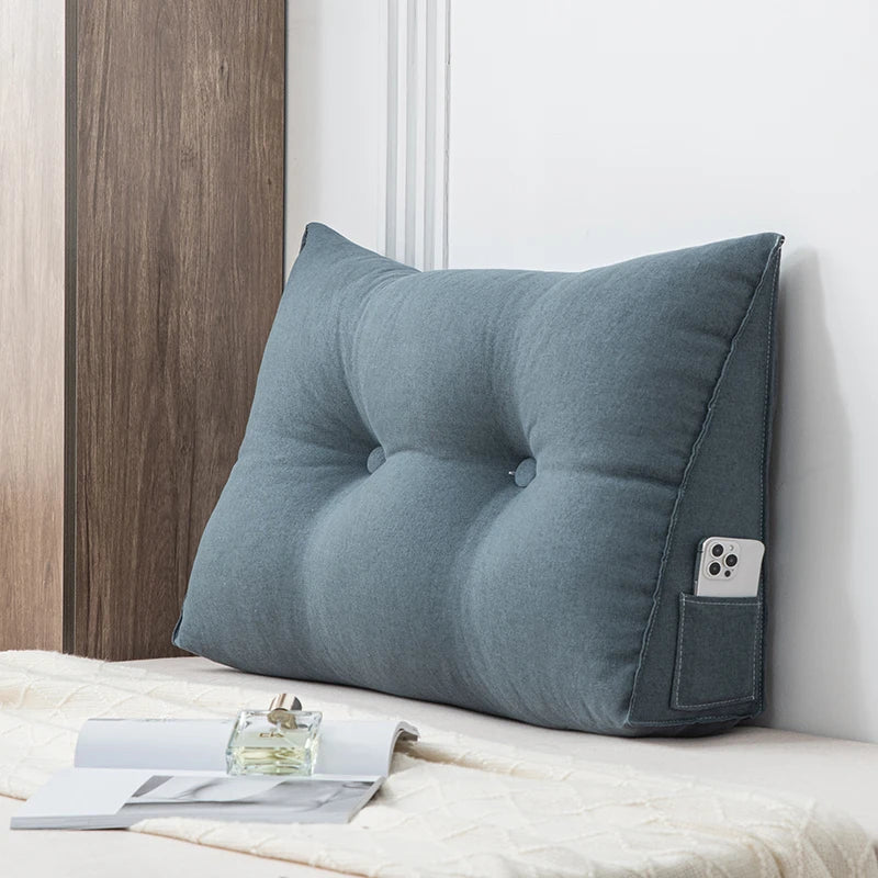 Wedge Pillow Small Triangular Headboard Bed Reading Backrest Back Support Long Pillow with Removable Cover for Dorm Room