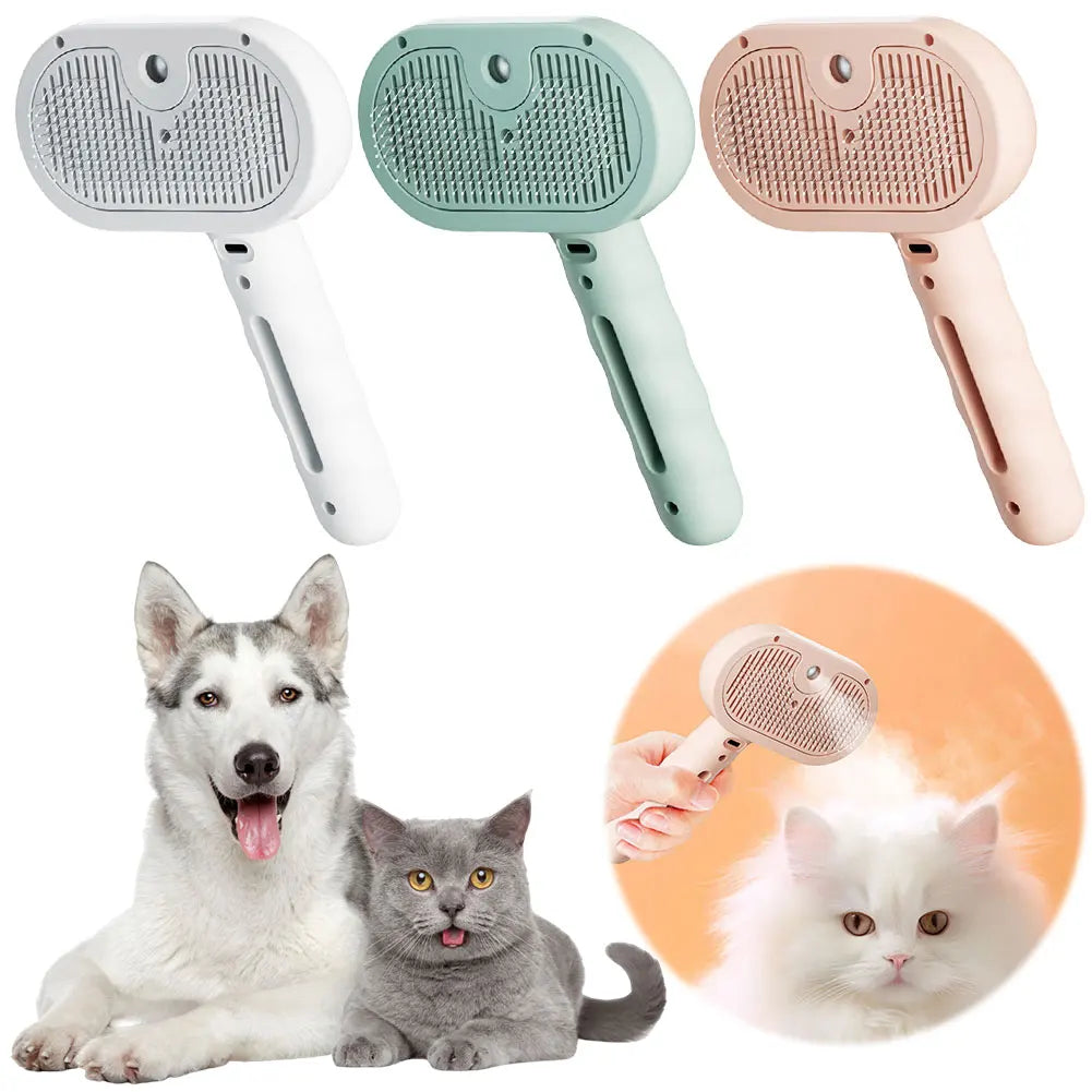 3 in 1 Cat Steam Brush Cat Grooming Brush with Release Button Cat Brush Pet Hair Cleaning Brush Comb for Cats Dogs Small Animals