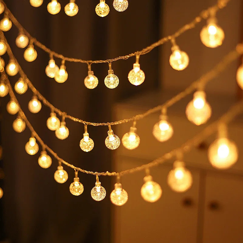 3m Waterproof LED Bubble Ball String Lights (118.11in) - Warm White Crystal Globe Fairy Lights, Weather-Resistant for Garden