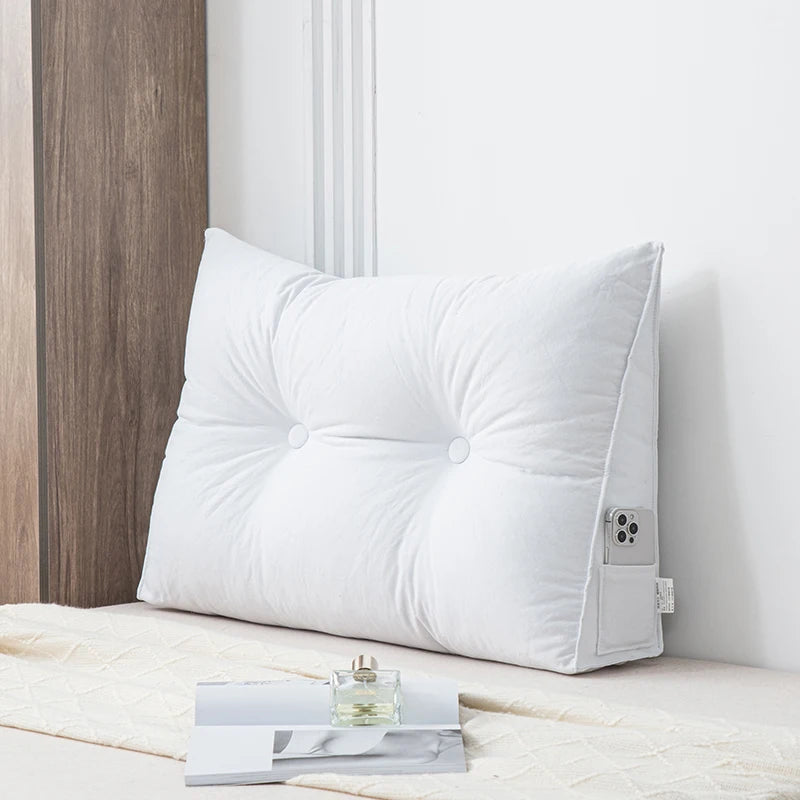 Wedge Pillow Small Triangular Headboard Bed Reading Backrest Back Support Long Pillow with Removable Cover for Dorm Room