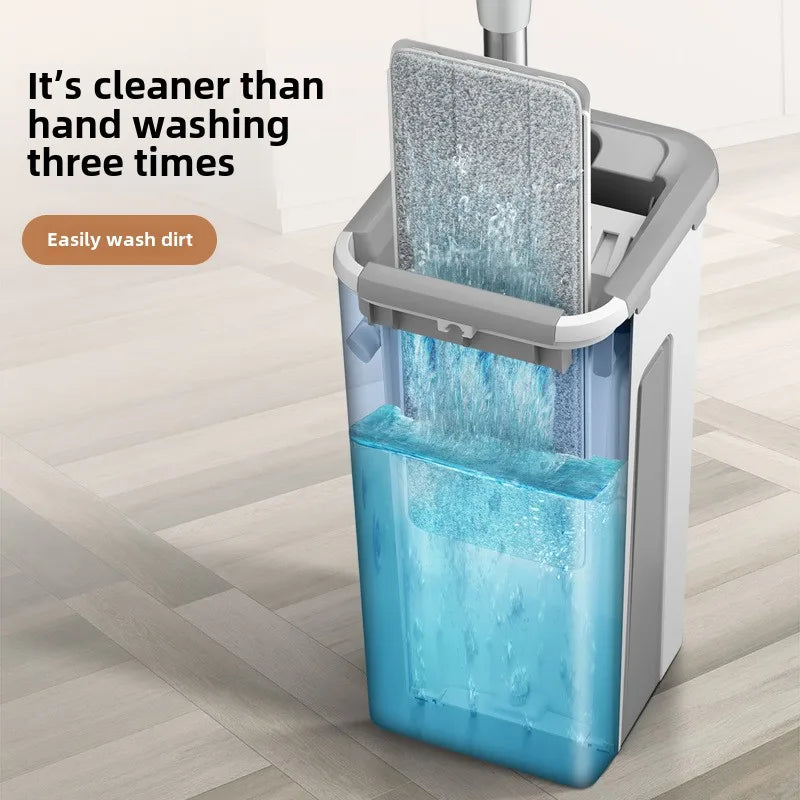 Mop with Bucket Set Wet Dry Magic Cleaning Tool for Home Floors Kitchen Bathroom Hardwood Laminate Tiles Easy Rinse Self-Wring