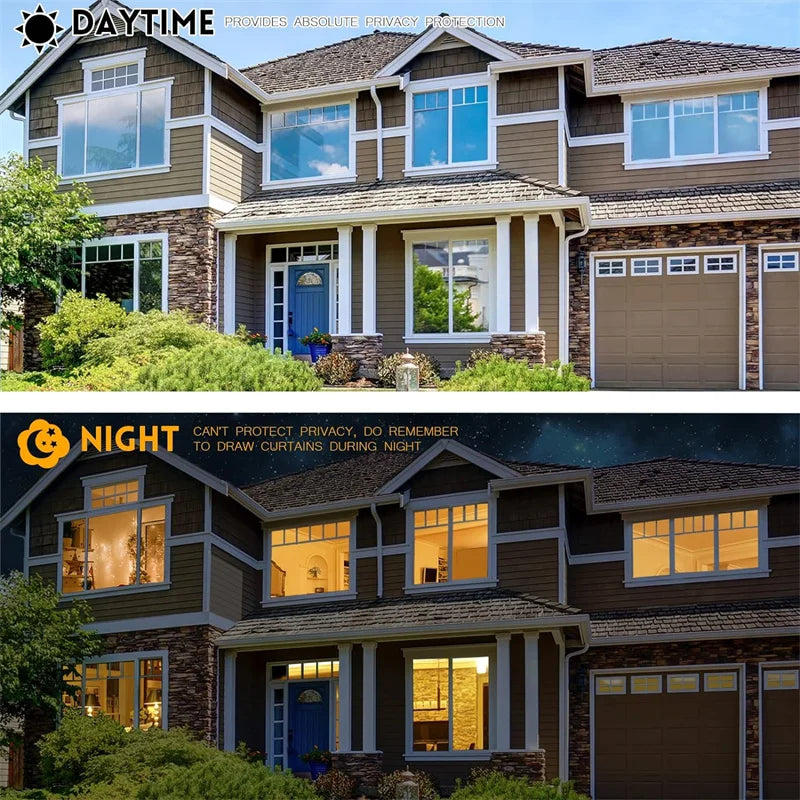 Daytime Privacy One Way Window Film Non-Adhesive Static Cling Heat Control Anti UV Mirror Window Tint for Home Office