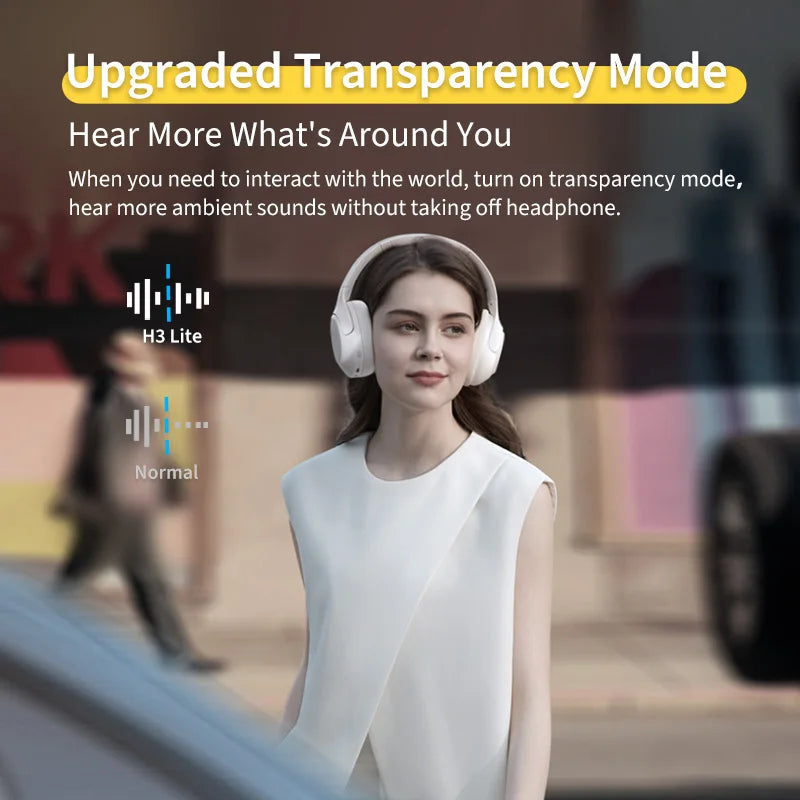 H3 Lite ANC Wireless Headphones Bluetooth 5.3 Active Noise Cancelling Over Ear Headset 40mm Driver HiFi Sound Earphones