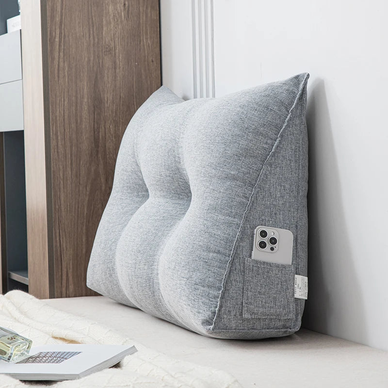 Wedge Pillow Small Triangular Headboard Bed Reading Backrest Back Support Long Pillow with Removable Cover for Dorm Room
