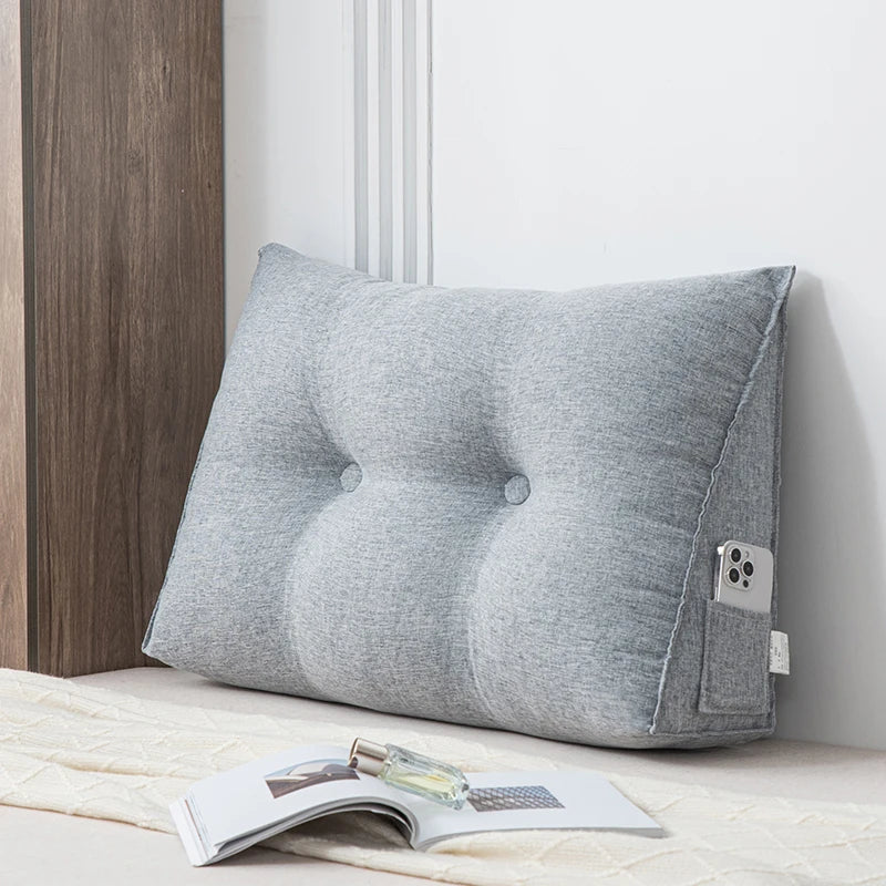 Wedge Pillow Small Triangular Headboard Bed Reading Backrest Back Support Long Pillow with Removable Cover for Dorm Room