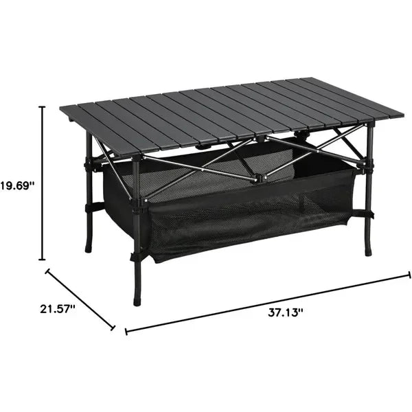 Roll-up Ultra Compact Portable Lightweight Beach Table, Large Storage, Carry Bag, for Camping, Picnic, Travel