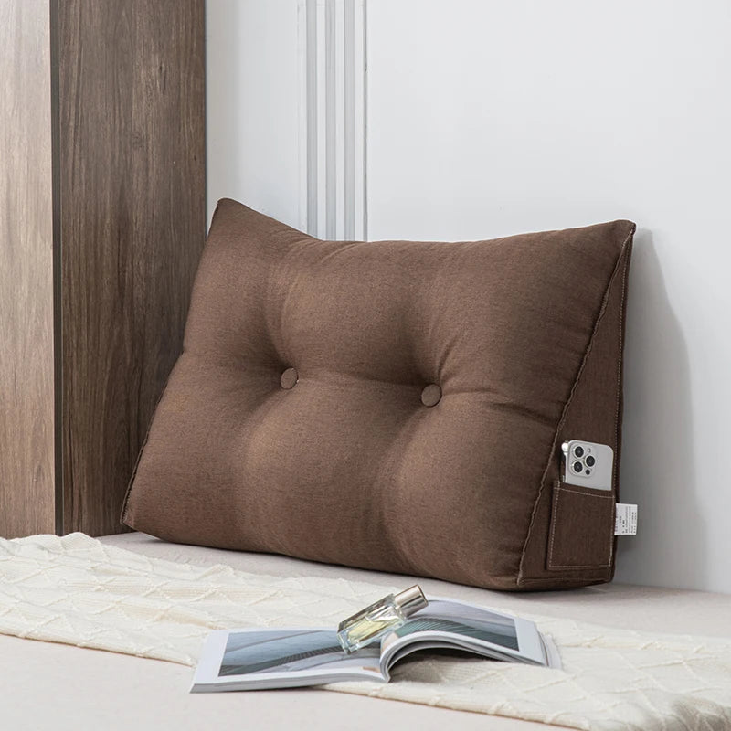 Wedge Pillow Small Triangular Headboard Bed Reading Backrest Back Support Long Pillow with Removable Cover for Dorm Room