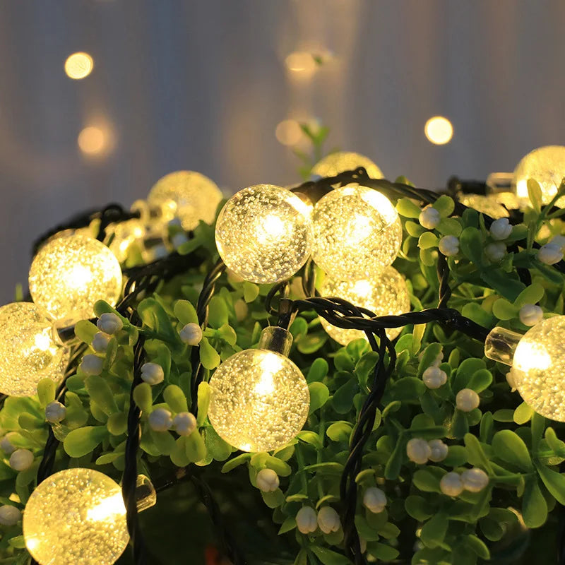 3m Waterproof LED Bubble Ball String Lights (118.11in) - Warm White Crystal Globe Fairy Lights, Weather-Resistant for Garden