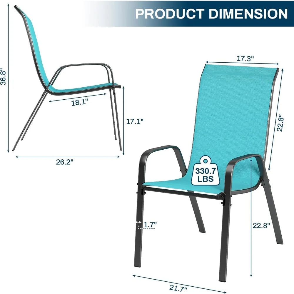 patio dining chairs, stackable all weather teslin chair, heavy duty outdoor breathable chairs set, w/armrests, upgraded chair f
