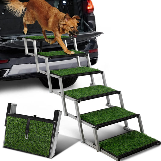 Extra Wide Dog Stairs for Large Dogs, Foldable Dog Ramp for Car with Non-Slip Surface, Dogs Stairs for Cars, High Beds, Truck, S